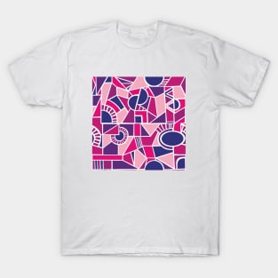 Pinks and Purples - Quirky Shaped Geometric Patterns T-Shirt